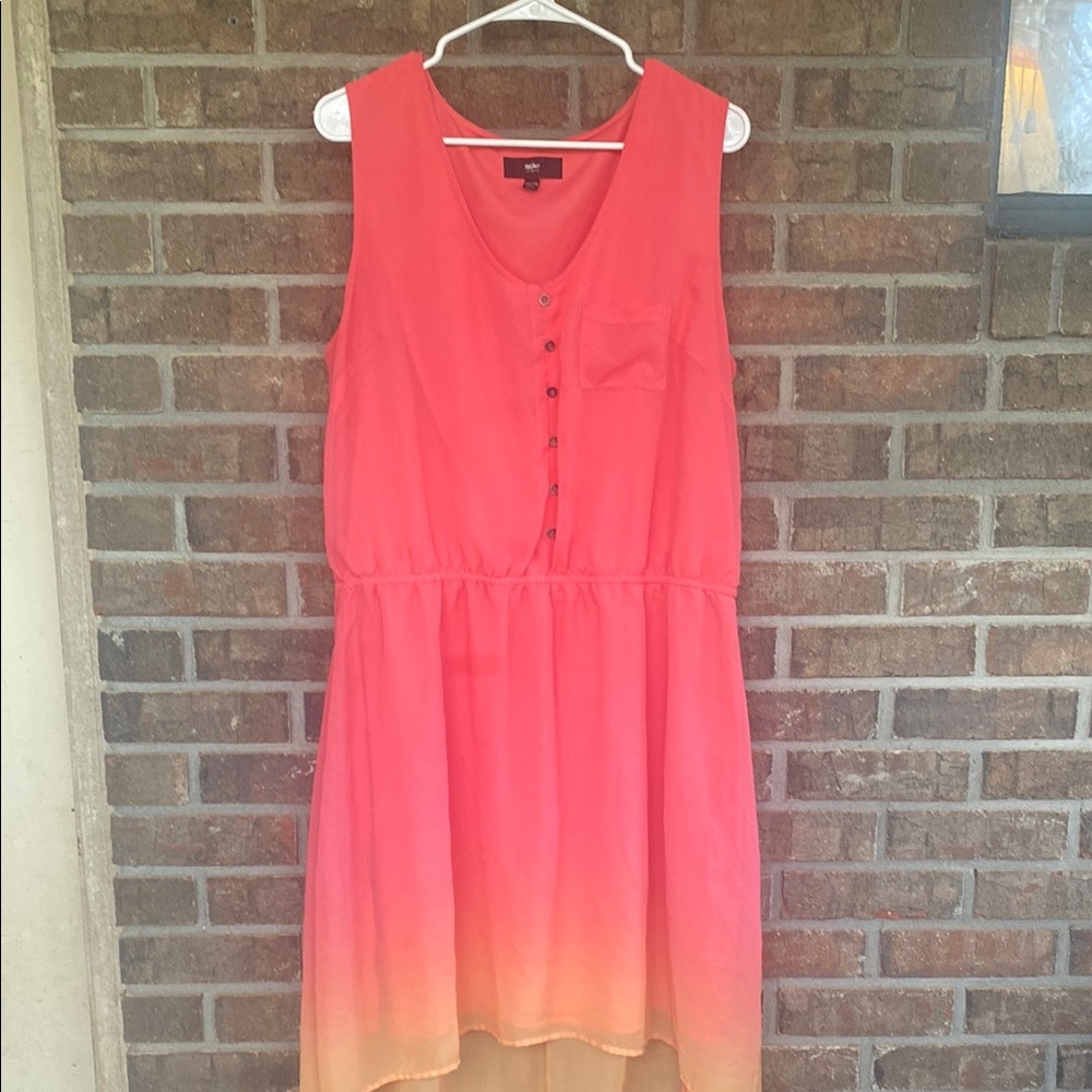 Mango Coral to Peach Ombre Sleeveless Dress